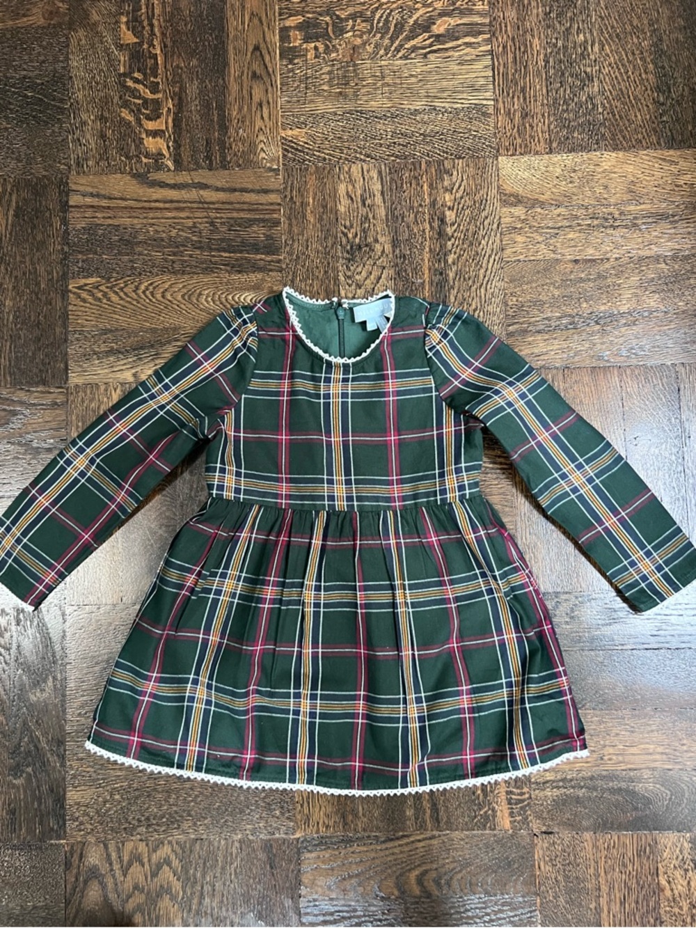 Hill House Lottie Dress - Juniper Tartan - Size 3/4